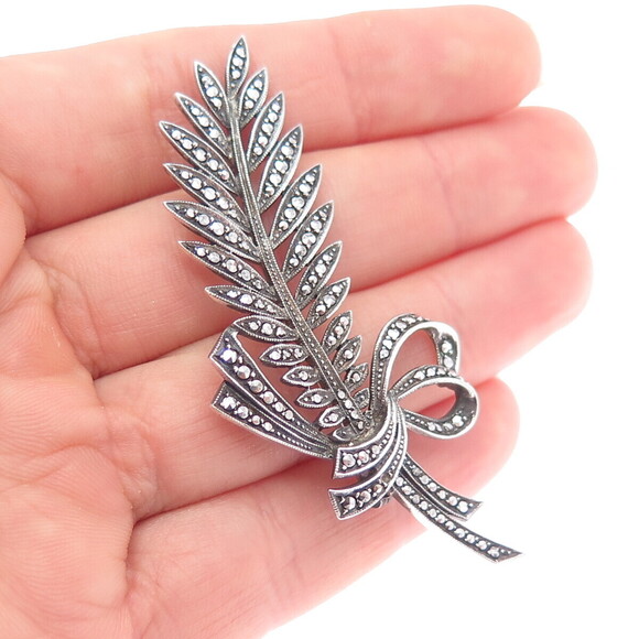 Unbranded Other - 925 Sterling Silver Antique Germany Real Marcasite Pin Brooch (missing 1 stone)